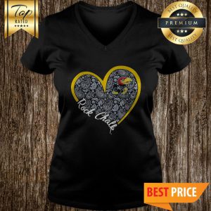 Rock Chalk KU Kansas Jayhawks Logo Heart V-neck
