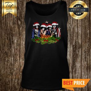 Official Merry Christmas Kiss Band American Flag Tank Top
