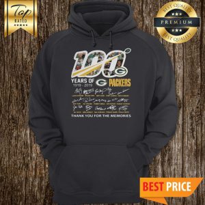 Shirtsupplier USA Green Bay 100 Years 1919-2019 Thank You for Your Memories Football Team Signature Hoodie