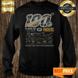 Shirtsupplier USA Green Bay 100 Years 1919-2019 Thank You for Your Memories Football Team Signature Sweatshirt