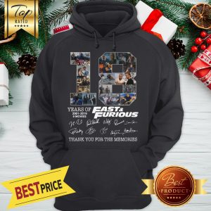 Official 18 Years Of Fast And Furious 2001 2019 9 Movies Dwayne Johnson Vin Diesel Paul Walker Signature Hoodie