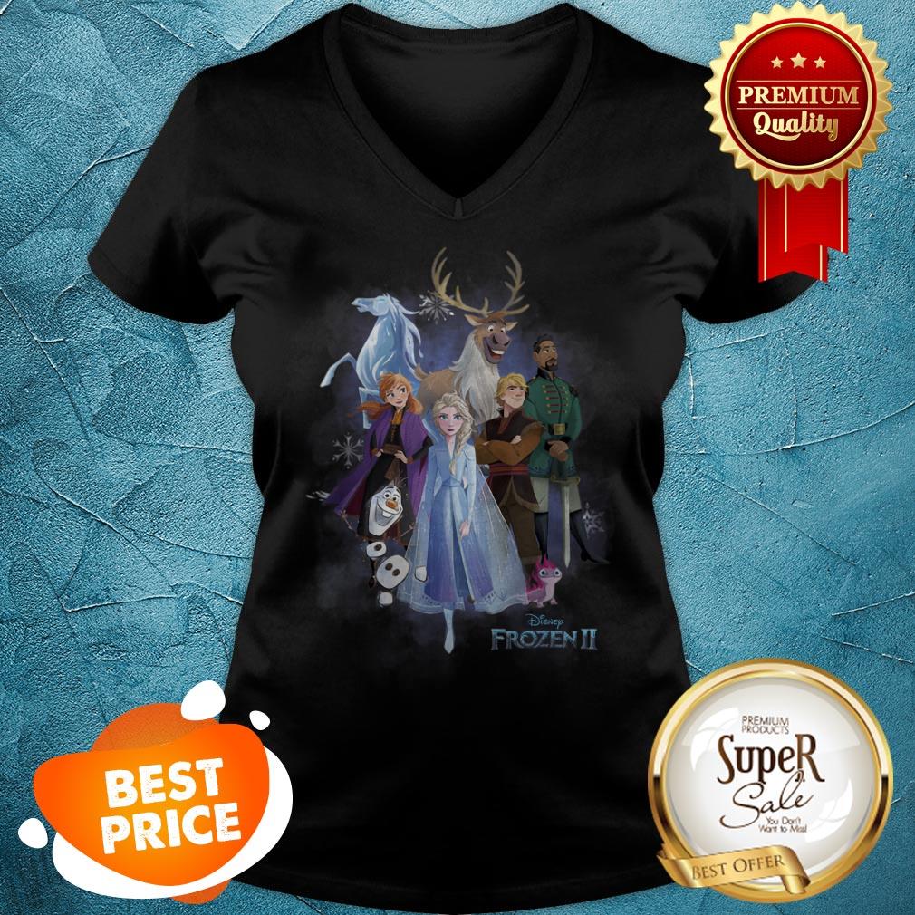 Nice Disney Frozen 2 Group Shot Walking Into Forest V-neck Nice Disney Frozen 2 Group Shot Walking Into Forest V-neck