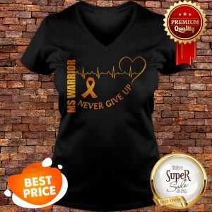 Ms Warrior Cancer Never Give Up Heartbeat V-neck