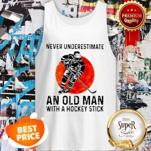 Never Underestimate An Old Man With A Hockey Stick Sunset Tank Top