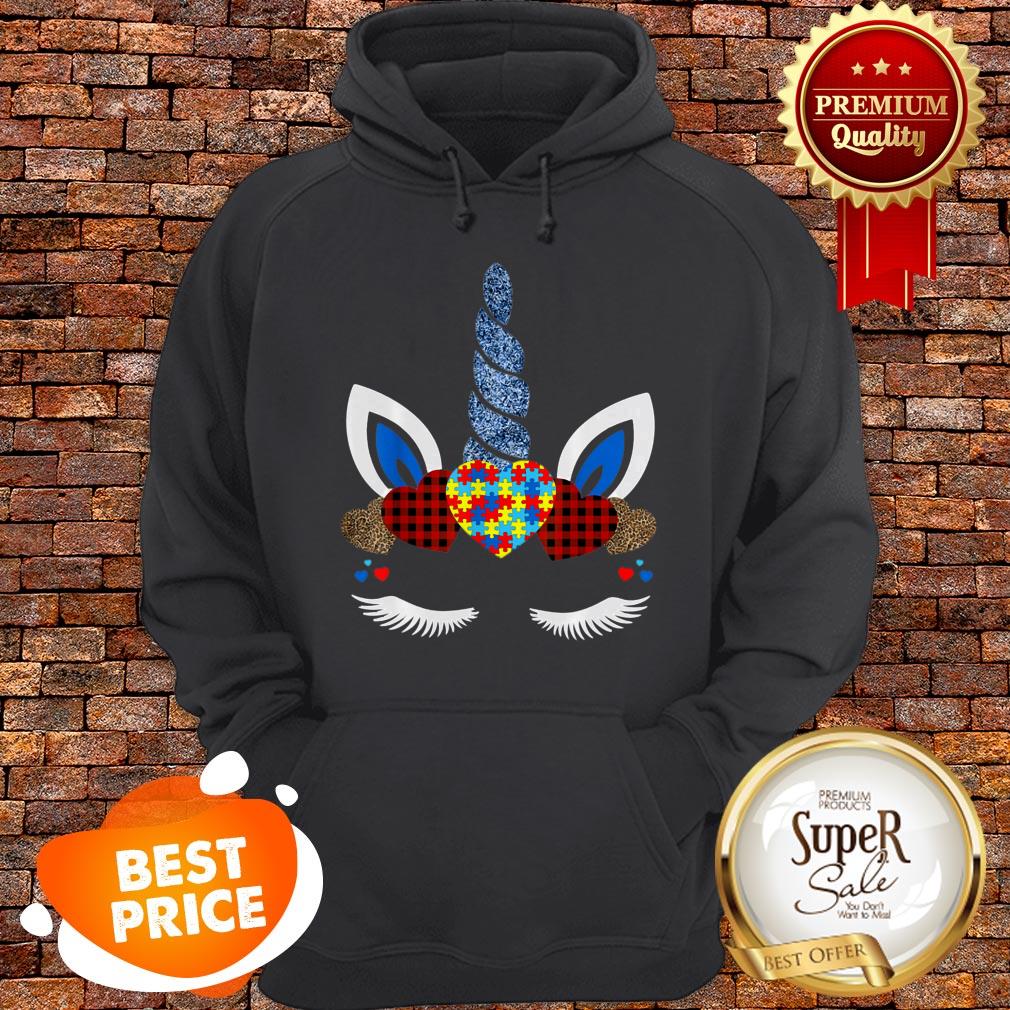 Nice Autism Awareness Unicorn Face Red Plaid Leopard Print Hearts Hoodie Nice Autism Awareness Unicorn Face Red Plaid Leopard Print Hearts Hoodie