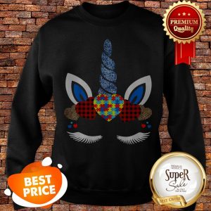Nice Autism Awareness Unicorn Face Red Plaid Leopard Print Hearts Sweatshirt