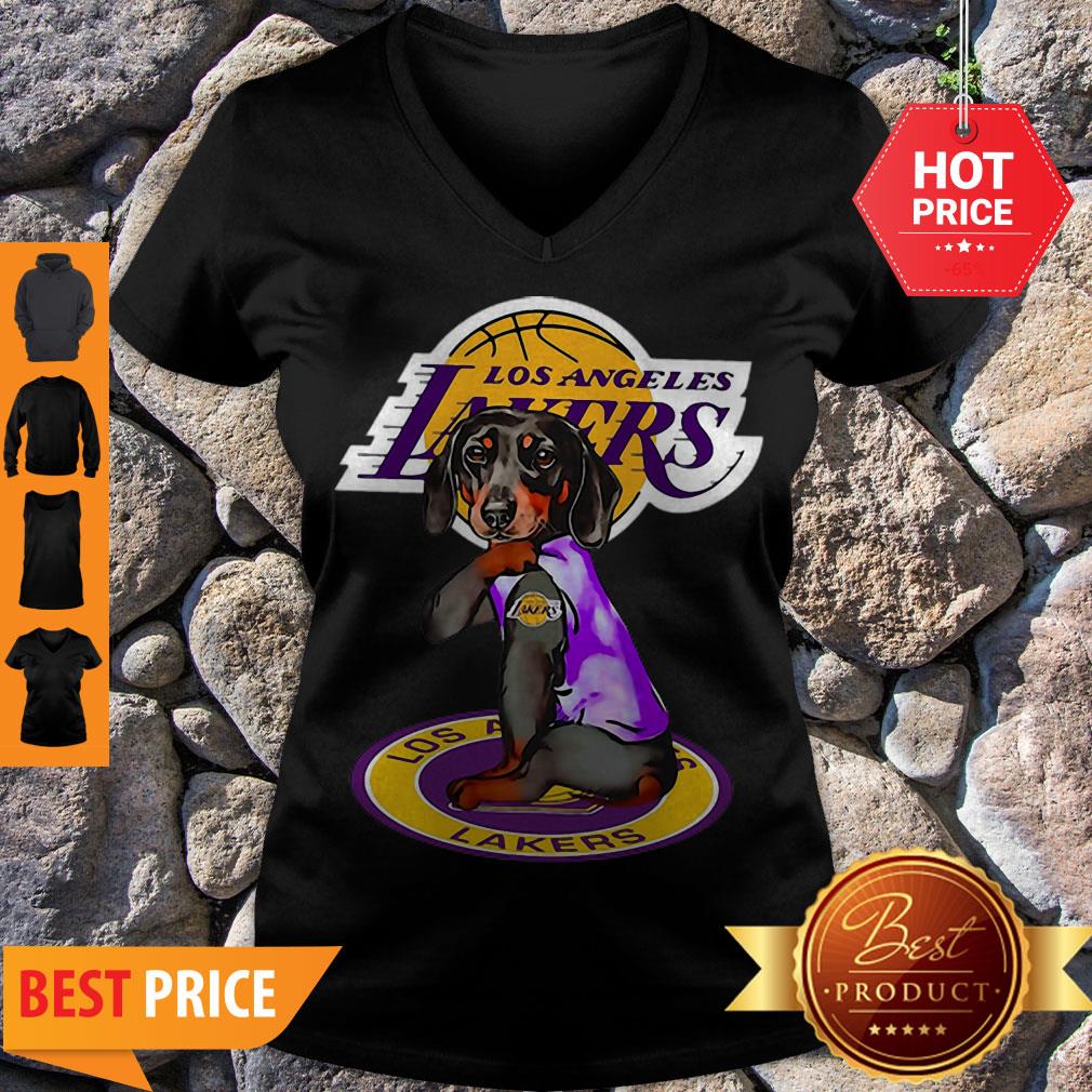 Nice Dachshund Los Angeles Lakers Tattoo V-neck Nice Dachshund Los Angeles Lakers Tattoo V-neck