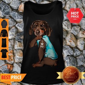 Pretty I Love Dad Dachshund Tattoo Tank Top