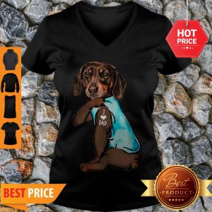 Pretty I Love Dad Dachshund Tattoo V-neck
