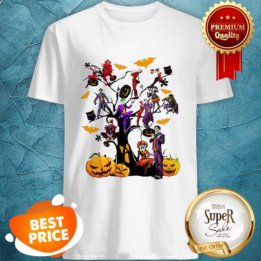 Pretty Joker And Harley Halloween Tree Shirt Pretty Joker And Harley Halloween Tree Shirt
