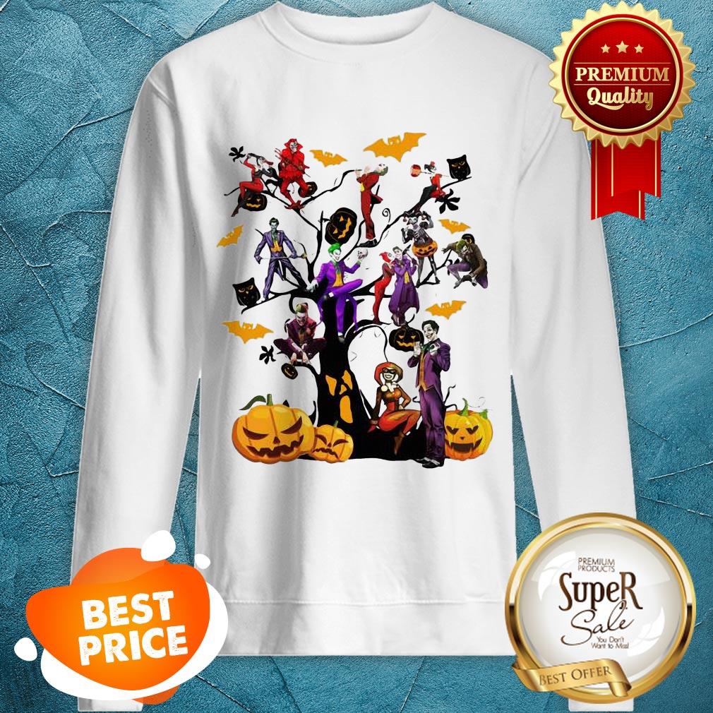 Pretty Joker And Harley Halloween Tree Sweatshirt Pretty Joker And Harley Halloween Tree Sweatshirt