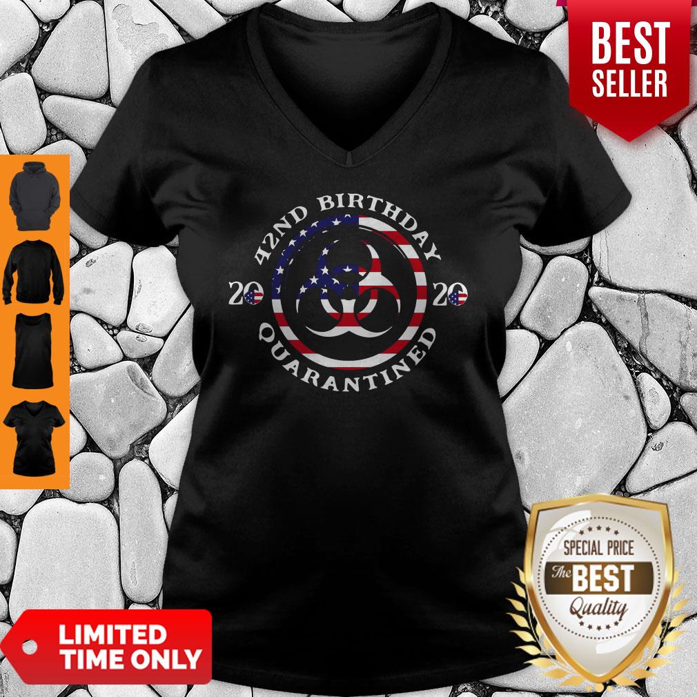 42nd Birthday 2020 Quarantined American Flag V-neck 42nd Birthday 2020 Quarantined American Flag V-neck