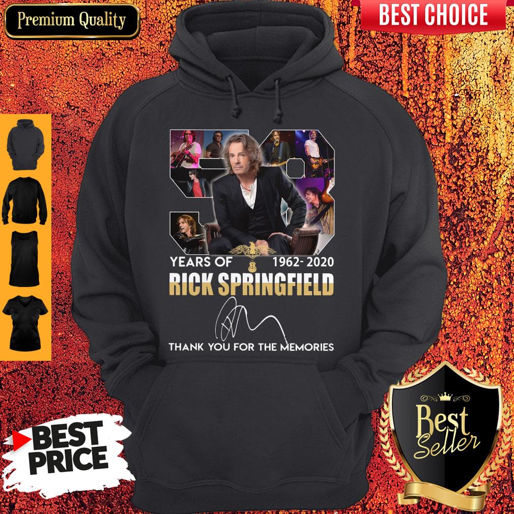 58 Years Of 1962-2020 Rick Springfield Thank You For The Memories Signature Hoodie 58 Years Of 1962-2020 Rick Springfield Thank You For The Memories Signature Hoodie