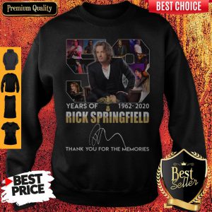 58 Years Of 1962-2020 Rick Springfield Thank You For The Memories Signature Sweatshirt
