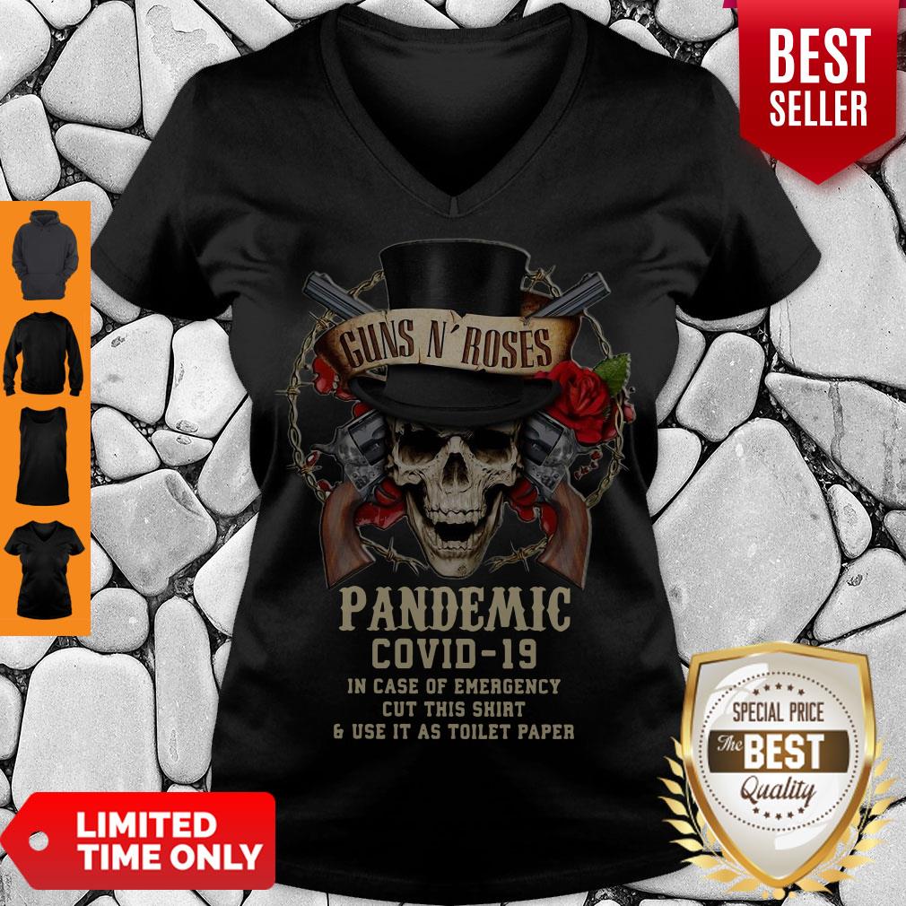 Beautiful Guns N’ Roses Pandemic Covid 19 In Case Of Emergency Cut This Skull V-neck Beautiful Guns N’ Roses Pandemic Covid 19 In Case Of Emergency Cut This Skull V-neck