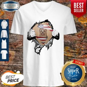 Blood Insides Superman Yorkshire Terrier American Flag Independence Day V-neck
