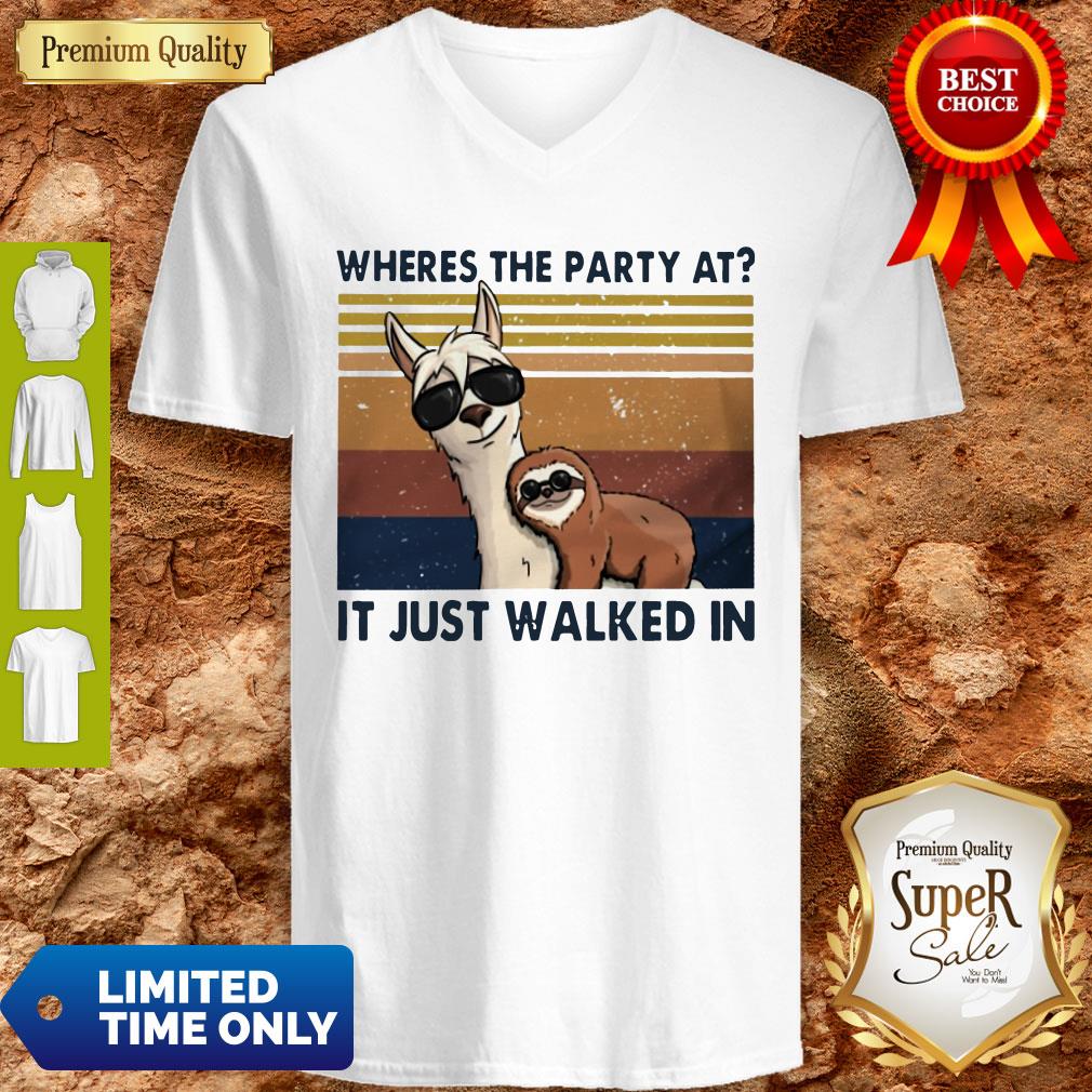 Camels And Sloths Wheres The Party At It Just Walked In Vintage V-neck Camels And Sloths Wheres The Party At It Just Walked In Vintage V-neck
