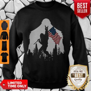 Good Bigfoot Rock And Roll American Flag In The Forest Sweatshirt