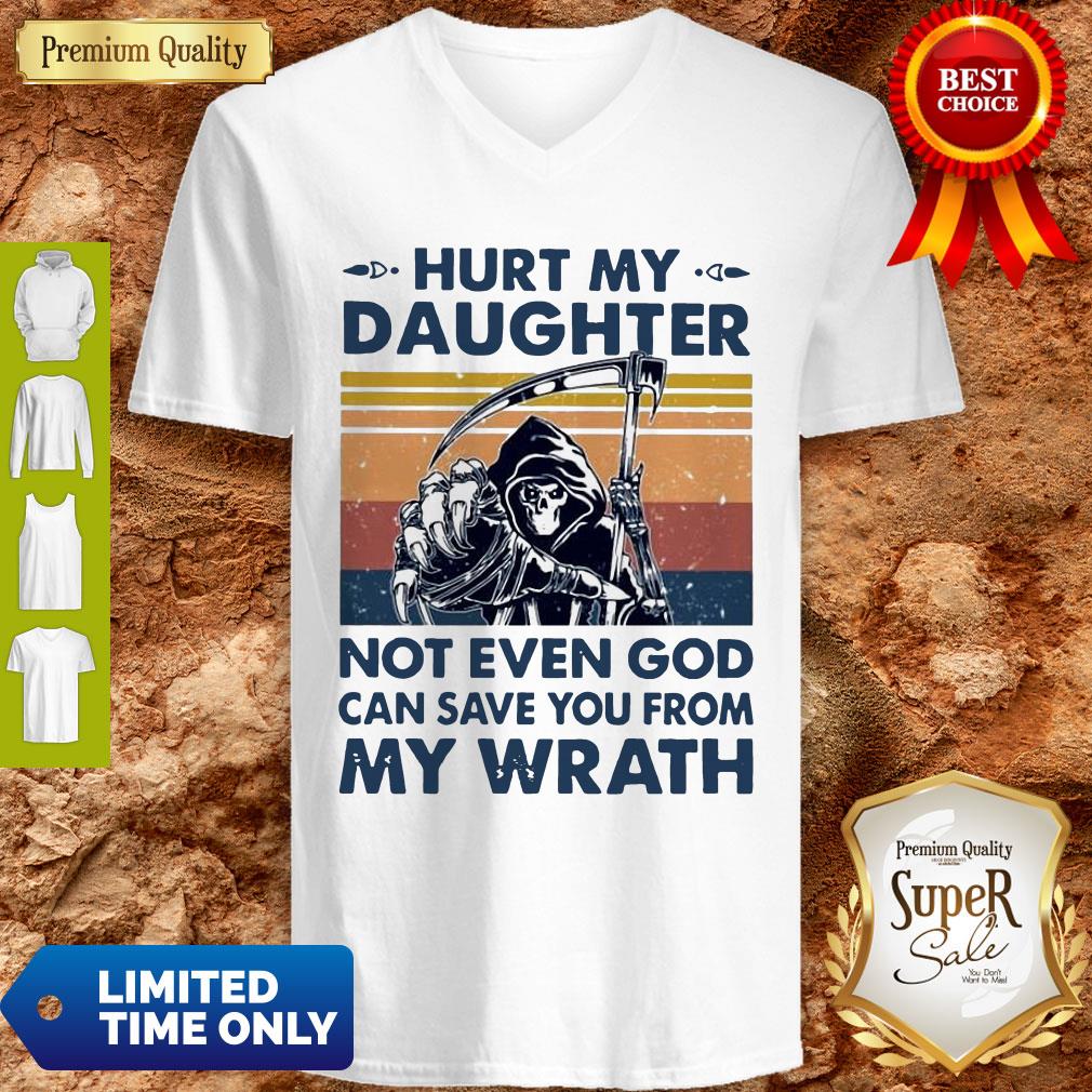 Hurt My Daughter Not Even God Can Save You From My Wrath Vintage V-neck Hurt My Daughter Not Even God Can Save You From My Wrath Vintage V-neck