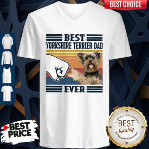 Official Best Yorkshire Terrier Dad Ever Vintage V-neck