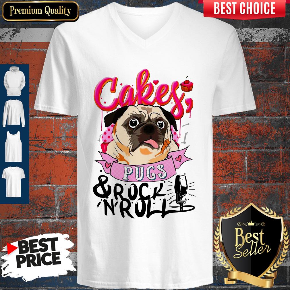 Official Cake Pugs And Rock 'N' Roll V-neck Official Cake Pugs And Rock 'N' Roll V-neck