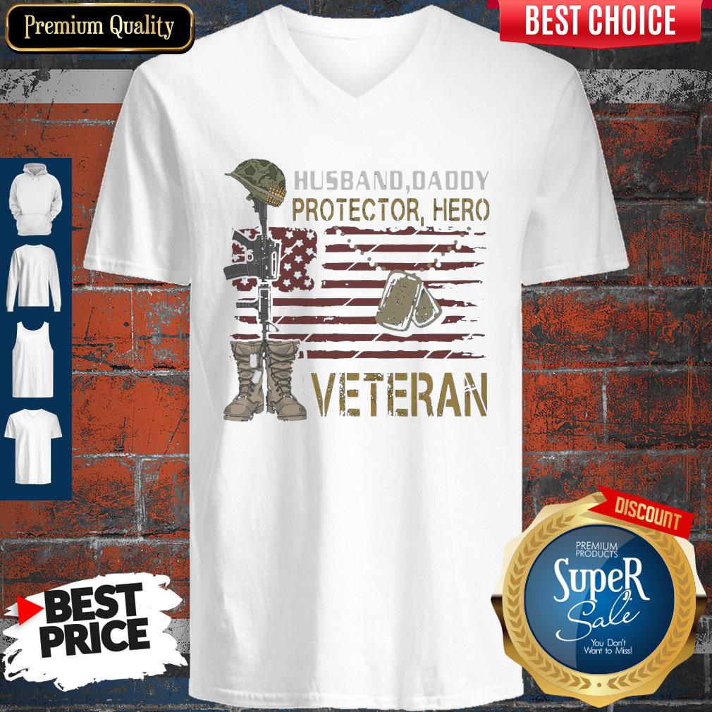 Official Husband Daddy Protector Hero Veteran V-neck Official Husband Daddy Protector Hero Veteran V-neck