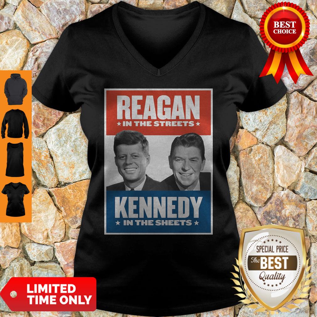 Reagan In The Streets Kennedy In The Sheets Vintage V-neck Reagan In The Streets Kennedy In The Sheets Vintage V-neck