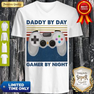Vintage Family Daddy By Day Gamer By Night V-neck