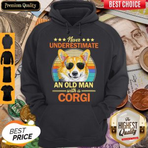Never Underestimate An Old Man With Corgi Dog Art Vintage Hoodie