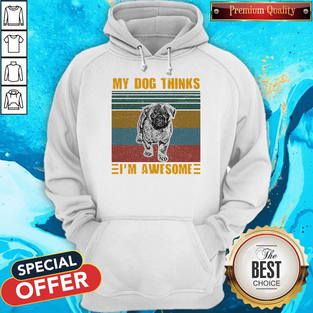 Pretty My Dog Thinks Im Awesome Pug Vintage Retro Hoodie Pretty My Dog Thinks Im Awesome Pug Vintage Retro Hoodie