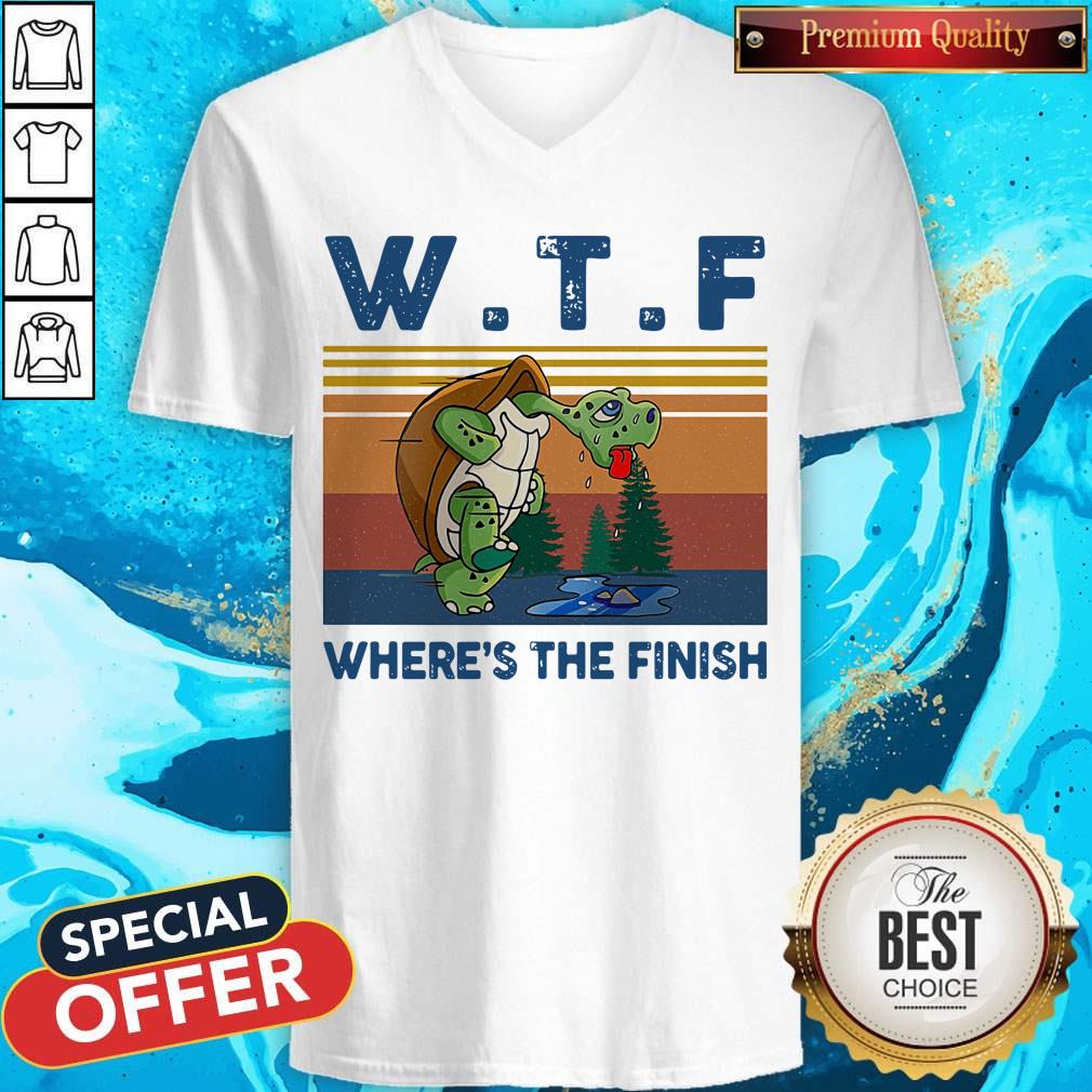 Top WTF Wheres The Finish Turtle Vintage Retro V-neck Top WTF Wheres The Finish Turtle Vintage Retro V-neck