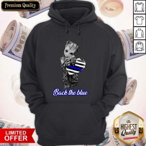 Awesome Baby Groot Hug Heart American Flag Back The Blue Hoodie