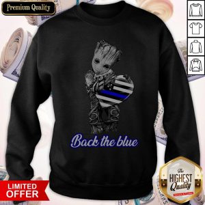 Awesome Baby Groot Hug Heart American Flag Back The Blue Sweatshirt