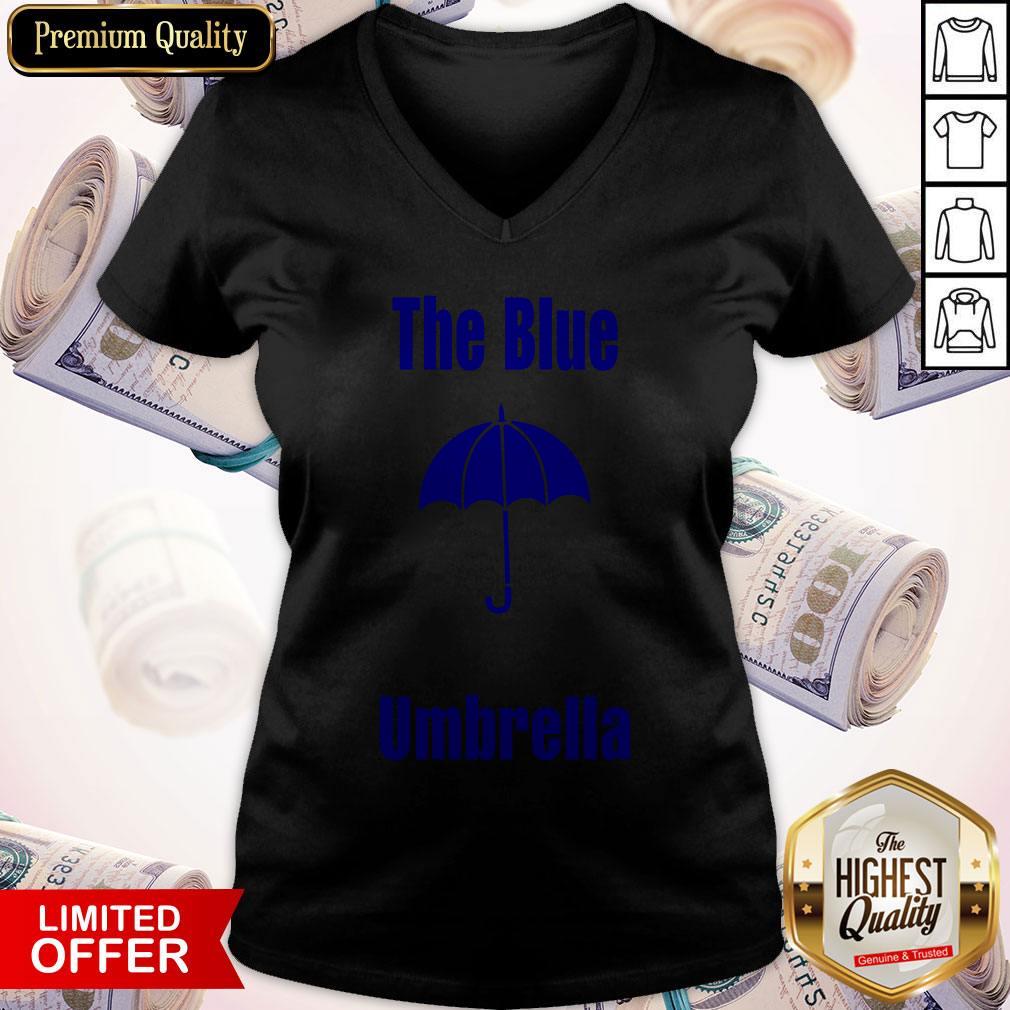 Cute The Blue Umbrella V-neck Cute The Blue Umbrella V-neck