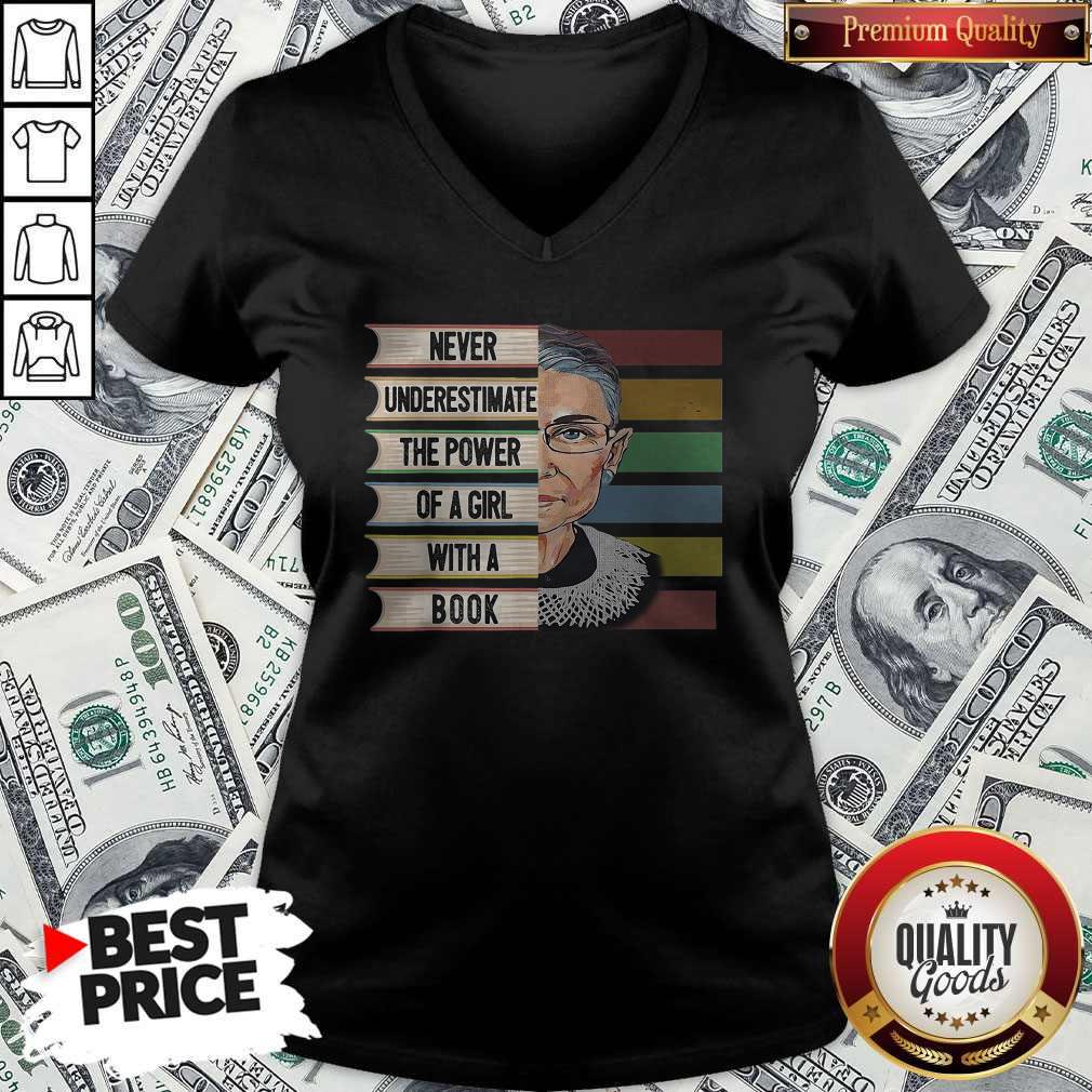 Funny Never Underestimate The Power Of A Girl With A Book V-neck Funny Never Underestimate The Power Of A Girl With A Book V-neck
