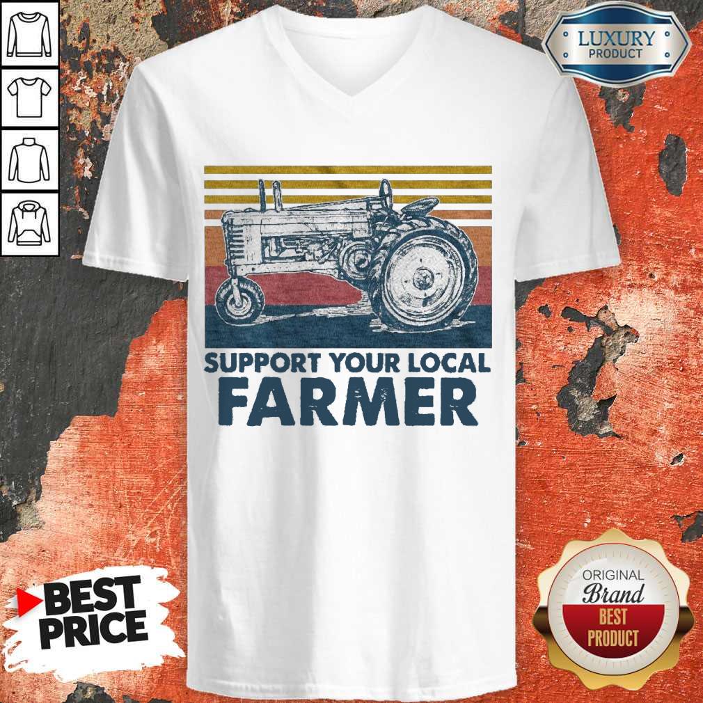 Funny Support Your Local Farmer Agrimotor Vintage Retro V-neck Funny Support Your Local Farmer Agrimotor Vintage Retro V-neck