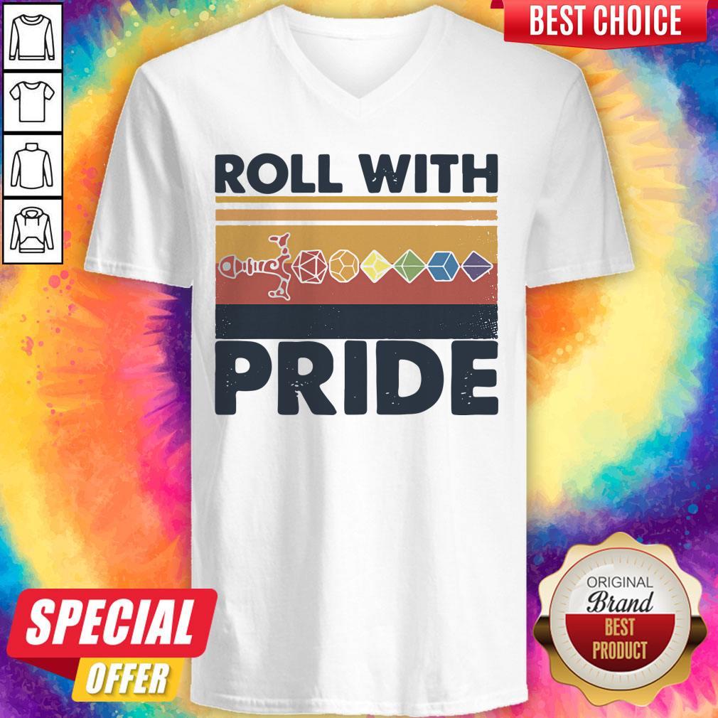 Nice Roll With Pride Rolling Dice Sword Vintage V-neck Nice Roll With Pride Rolling Dice Sword Vintage V-neck