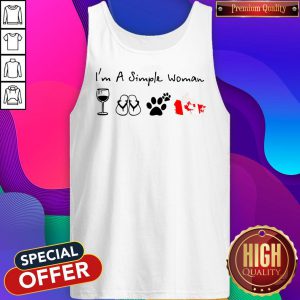 Pretty I’m A Simple Woman Wine Flip Flop Dog Paw And Canada Flag Tank Top