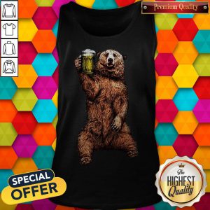 Top Bear Drinking Beer Tank Top