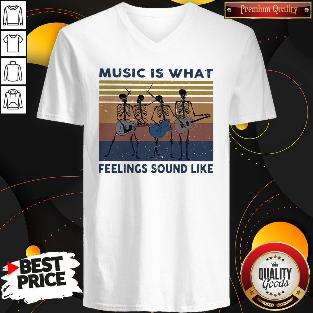 Top Seleketon Music Is What Feelings Sound Like Vintage V-neck Top Seleketon Music Is What Feelings Sound Like Vintage V-neck