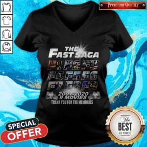 Awesome The Fast Saga F1 F2 F3 F4 F5 F6 F7 F8 F9 2001 2020 9 Movie Thank You For The Memories V-neck
