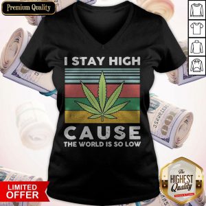 I Stay High Cause The World Is So Low Vintage V-neck