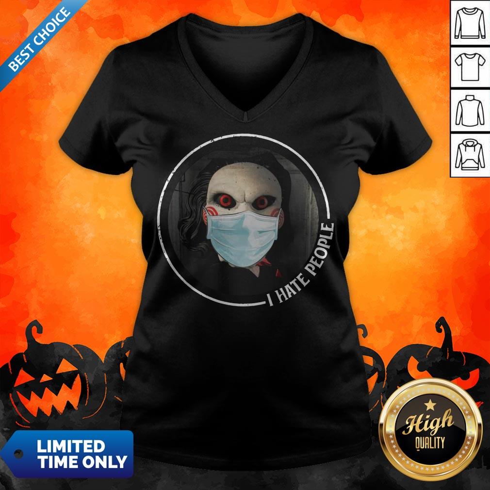 Jigsaw Face Mask I Hate People Shirt Jigsaw Face Mask I Hate People V-neck