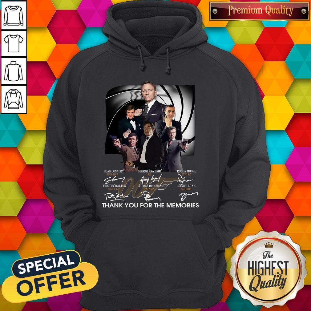 Nice James Bond 007 Signatures Thank You For The Memories Shirt Nice James Bond 007 Signatures Thank You For The Memories Hoodie