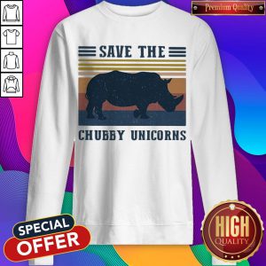 Official Save The Chubby Unicorns Vintage Retro Sweatshirt