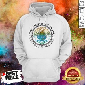 Super Woman Super Tired Super Blessed Super Teacher Apple Book Hoodie