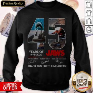 Top Jaws 45 Years Of 1975-2020 Thank You For The Memories Signatures Tank Top