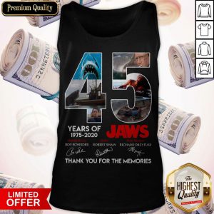 Top Jaws 45 Years Of 1975-2020 Thank You For The Memories Signatures V-neck