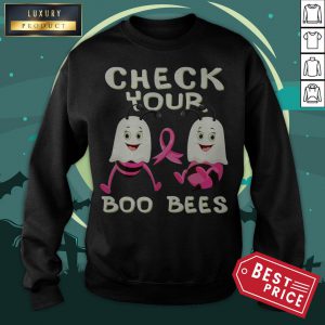 Check Your Boo Bees Breast Cancer Ghost Halloween Ribon Fun Sweatshirt