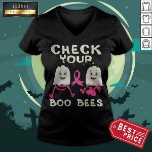 Check Your Boo Bees Breast Cancer Ghost Halloween Ribon Fun V-neck